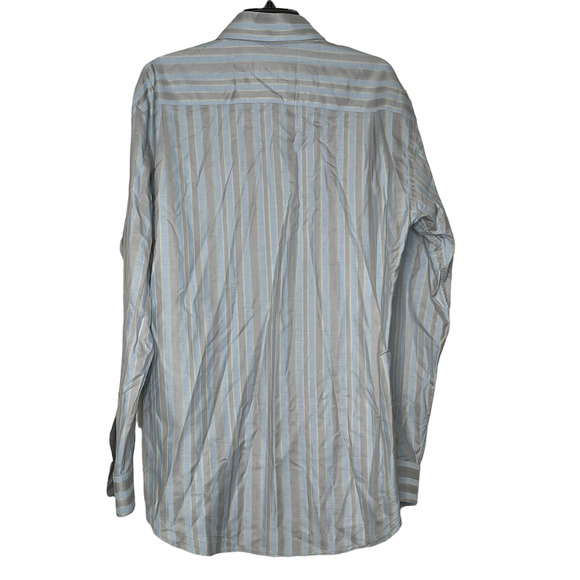 Robert Talbott Mens Shirt Size Large Blue Gray Yellow‎ Striped 100% Cotton LS - Picture 4 of 4